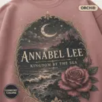 annabel lee gothic romance sweatshirt closeup detail orchid