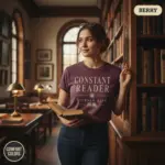 constant reader stephen king horror book lover t shirt library female berry