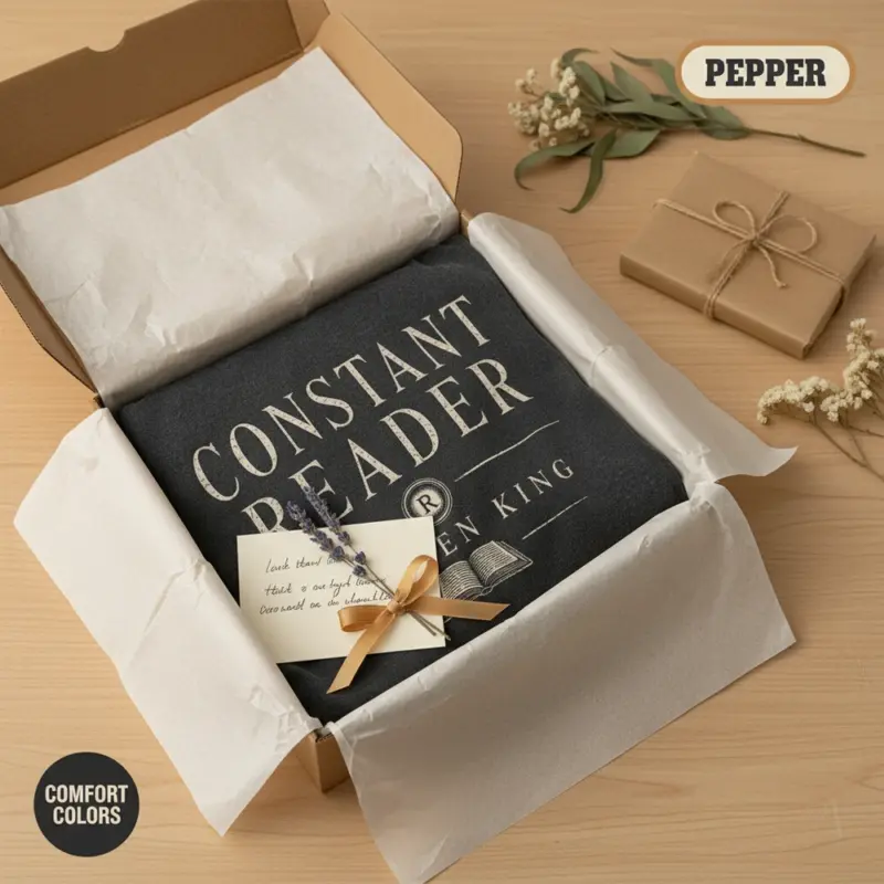 constant reader stephen king horror book lover t shirt packaging bookish pepper