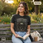 constant readers society est 1974 horror book club t shirt outdoor reading female pepper