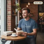 dark fantasy reader bookish garment dyed t shirt romantasy gothic literature tee coffee shop male blue jean