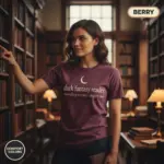 dark fantasy reader bookish garment dyed t shirt romantasy gothic literature tee library female berry