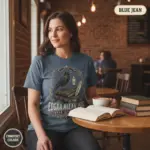 edgar allan poe dark academia t shirt coffee shop female blue jean