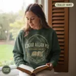 edgar allan poe literary society crewneck sweatshirt creative female chalky mint