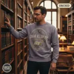 edgar allan poe literary society crewneck sweatshirt library male orchid