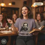 edgar allan poe portrait vintage book lover t shirt book club female orchid
