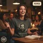 edgar allan poe portrait vintage book lover t shirt book club female pepper
