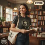 edgar allan poe portrait vintage book lover t shirt bookstore female mid pepper