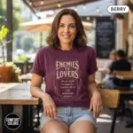 enemies to lovers is my cardio funny romance garment dyed t shirt bookish trope tee mature female berry