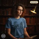 exit pursued by a bear shakespeare funny bookish garment dyed t shirt literary quote tee creative female blue jean
