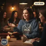 globe reading society est 1599 shakespeare book lover hoodie book club female blue jean