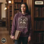 globe reading society est 1599 shakespeare book lover hoodie library female berry