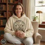 globe reading society est 1599 shakespeare book lover hoodie mature female ivory
