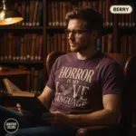 horror is my love language dark fiction reader t shirt creative male berry