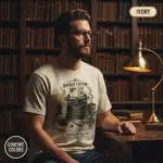 horror writer typewriter gothic dark academia t shirt creative male ivory