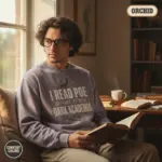 i read poe before it was dark academia sweatshirt creative male orchid