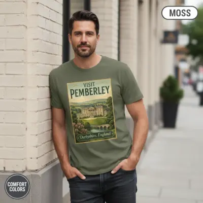 I'd Rather Be at Pemberley Jane Austen Garment-Dyed T-Shirt, Pride and Prejudice Bookish Tee