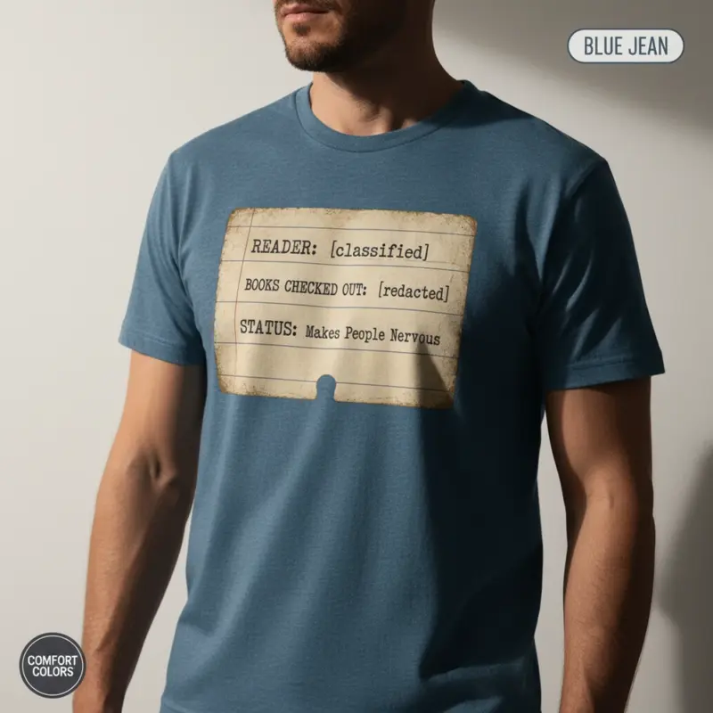 my reading list makes people nervous funny banned books garment dyed t shirt bookish tee creative male blue jean