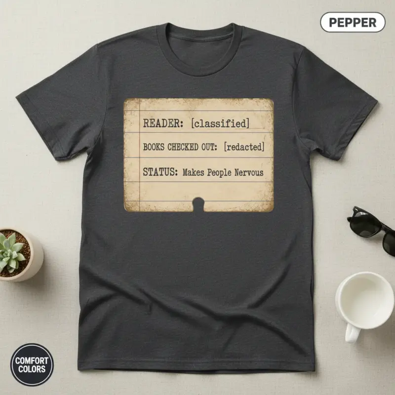 my reading list makes people nervous funny banned books garment dyed t shirt bookish tee flatlay pepper