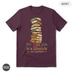 my tbr pile is a lifestyle funny bookish garment dyed t shirt reading humor tee studio frontal berry