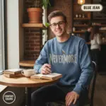 nevermore gothic statement sweatshirt coffee shop male blue jean