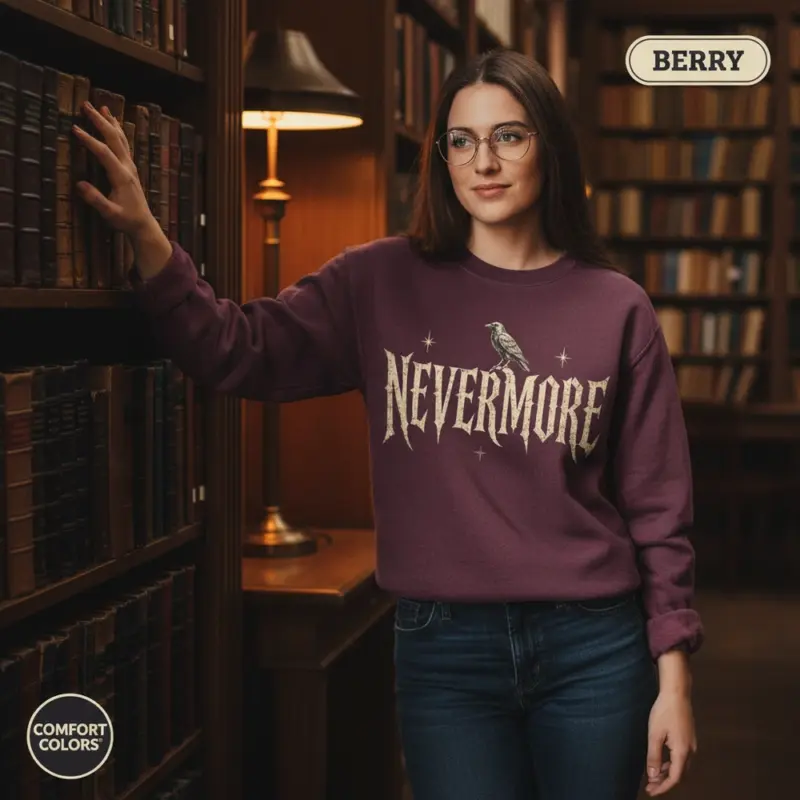 nevermore gothic statement sweatshirt library female berry