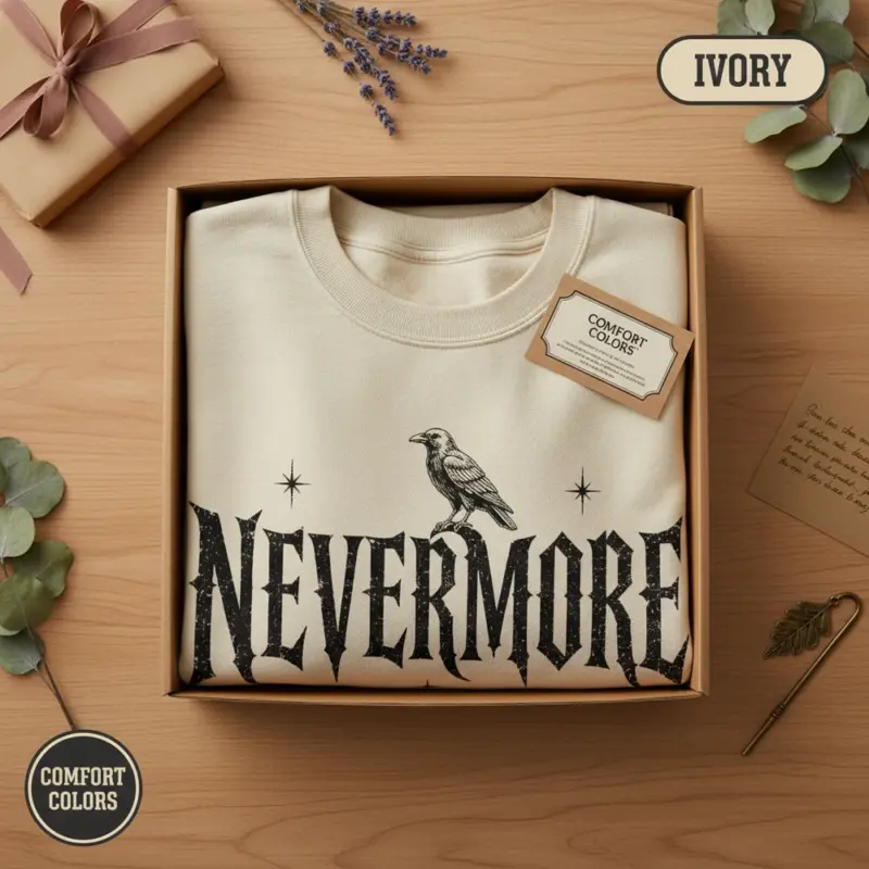 nevermore gothic statement sweatshirt packaging bookish ivory