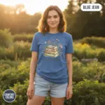 one more chapter funny bookish garment dyed t shirt book lover reading tee outdoor natural female blue jean