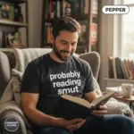 probably reading smut funny bookish garment dyed t shirt spicy books romance reader tee thematic male pepper