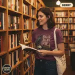 raven skull edgar allan poe t shirt bookstore female mid berry