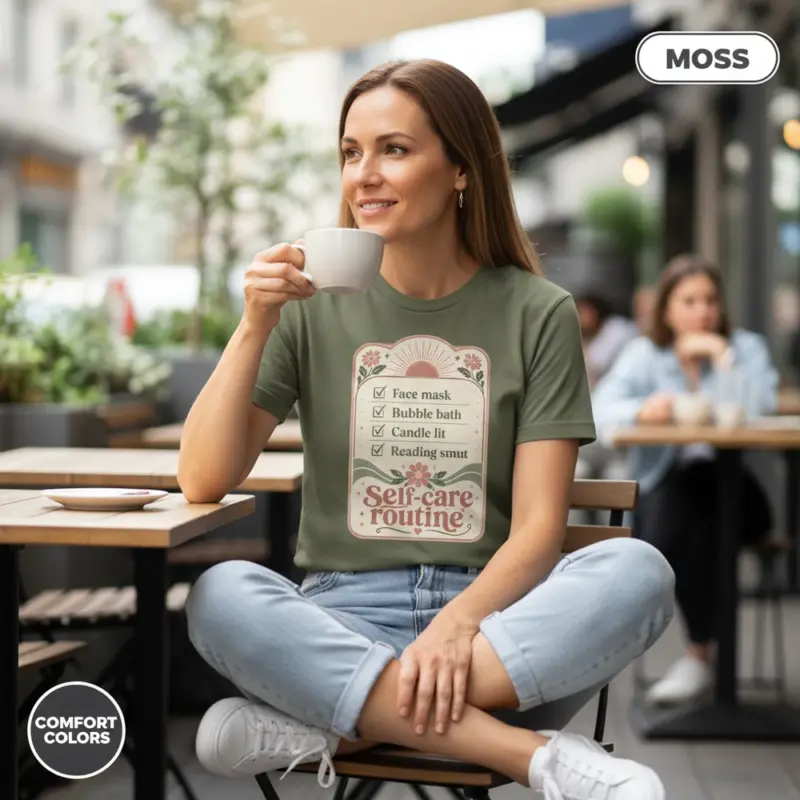 reading smut is self care funny bookish garment dyed t shirt spicy books reader tee mature female moss
