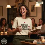 red flags are my love language funny dark romance garment dyed t shirt spicy bookish tee book club female ivory