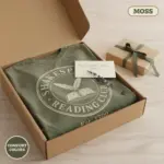 shakespeare reading club vintage literature garment dyed t shirt classic book lover tee packaging bookish moss