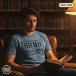 shhh mom is reading funny bookish gift garment dyed t shirt book lover gift for mom creative male blue jean