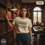 shhh mom is reading funny bookish gift garment dyed t shirt book lover gift for mom library female ivory
