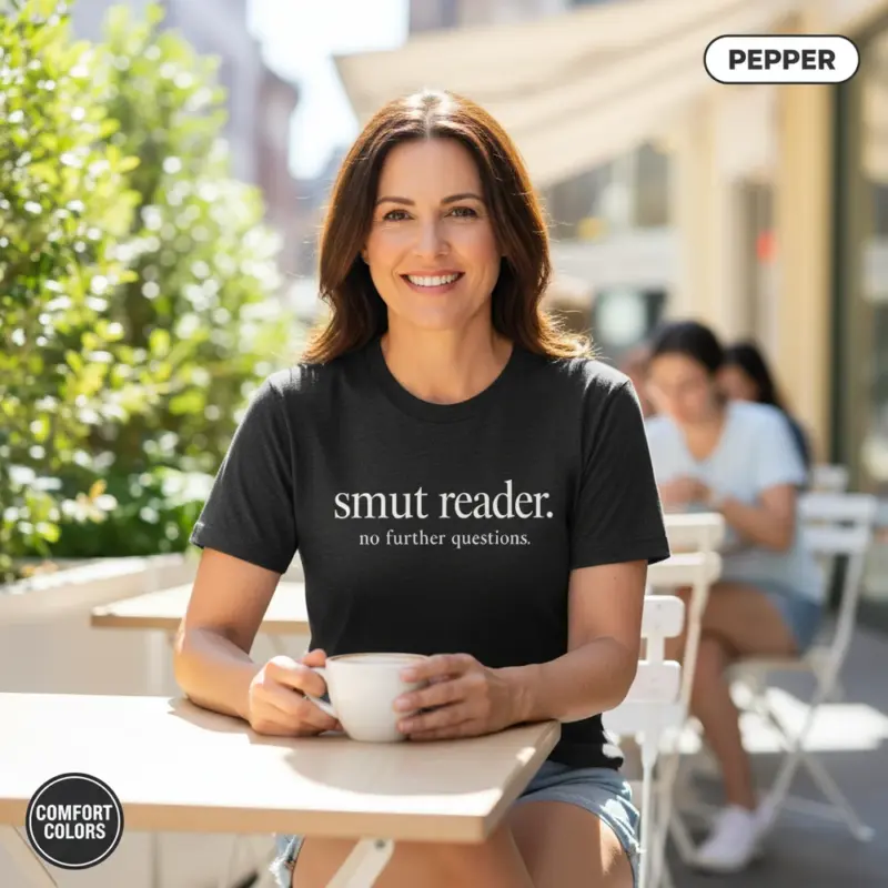 smut reader no further questions bookish garment dyed t shirt spicy books tee mature female pepper