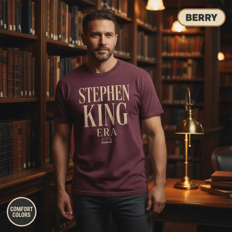 stephen king era horror reader t shirt library male berry
