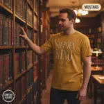 stephen king era horror reader t shirt library male mustard