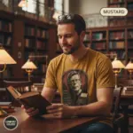 stephen king portrait vintage horror literature t shirt library male mustard