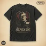 Pepper Comfort Colors t-shirt with distressed vintage Stephen King portrait and retro horror literature typography -- front view