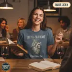 tell tale heart edgar allan poe dark academia garment dyed t shirt gothic literature tee book club female blue jean