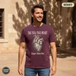tell tale heart edgar allan poe dark academia garment dyed t shirt gothic literature tee sunlight male berry