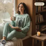 the black cat edgar allan poe sweatshirt reading nook female mature chalky mint