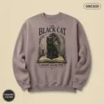 the black cat edgar allan poe sweatshirt studio frontal orchid
