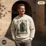 the black cat edgar allan poe sweatshirt sunlight male ivory
