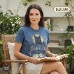 the black cat edgar allan poe t shirt mature female blue jean