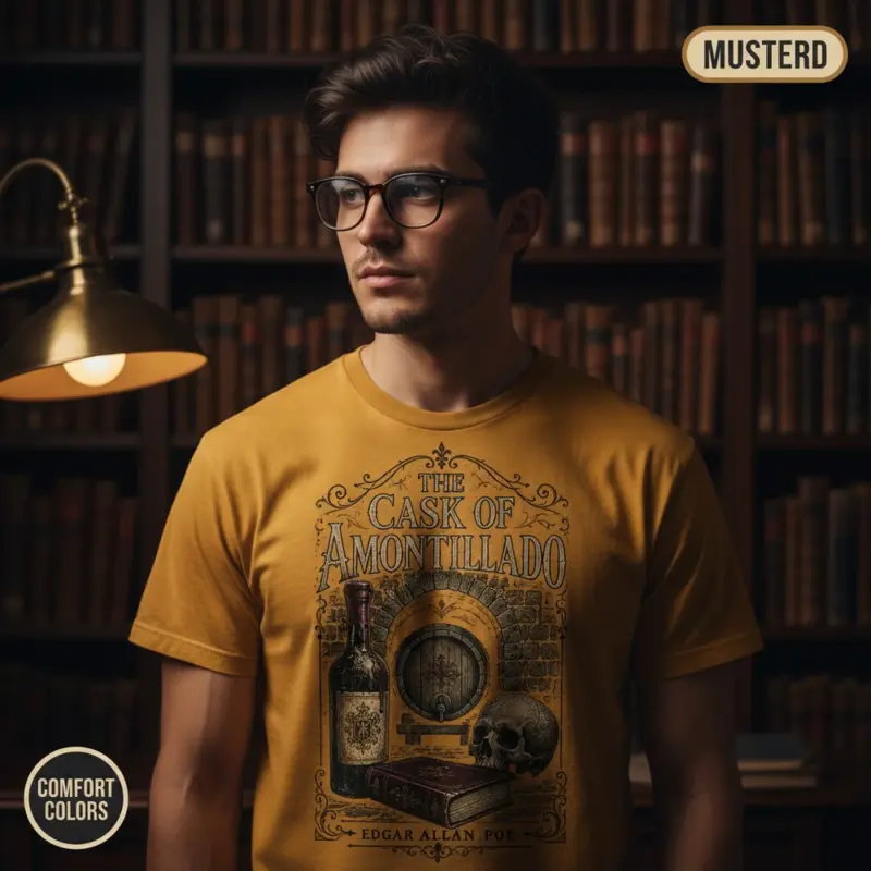 the cask of amontillado t shirt creative male mustard