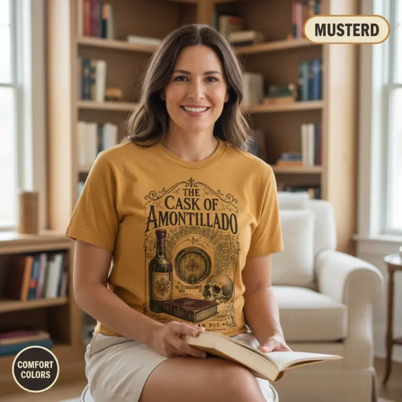 the cask of amontillado t shirt mature female mustard
