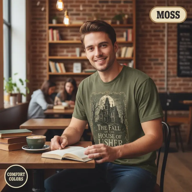 the fall of the house of usher t shirt coffee shop male moss