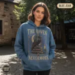 the raven nevermore hoodie sunlight female blue jean